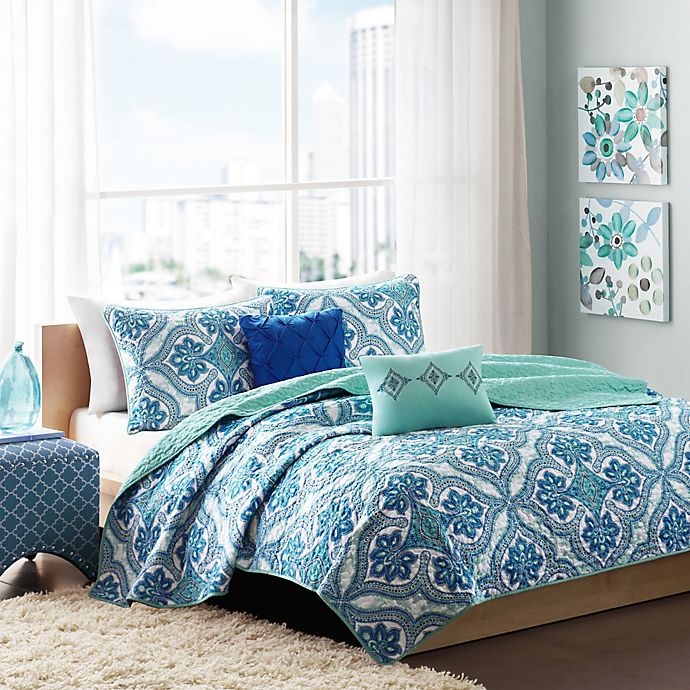 slide 1 of 6, Intelligent Design Lionna Full/Queen Coverlet Set - Blue, 5 ct