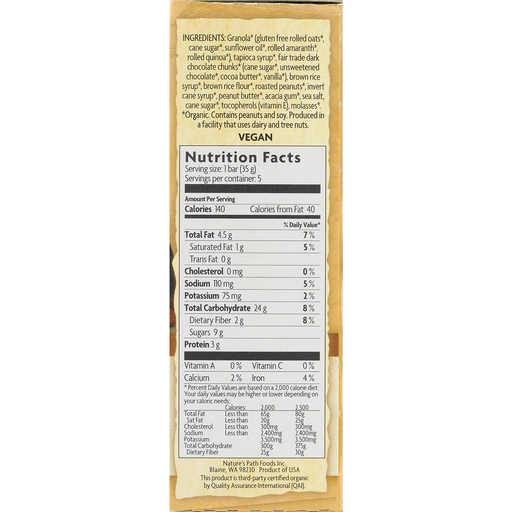 slide 12 of 18, Nature's Path Organic Chunky Choco Peanut Breakfast Bars 5 ea, 5 ct