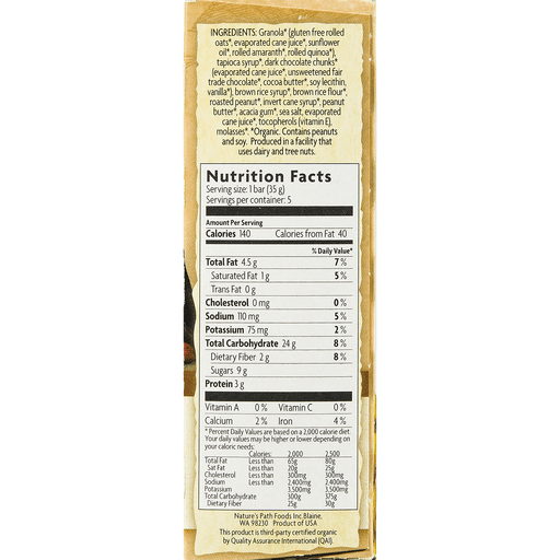 slide 11 of 18, Nature's Path Organic Chunky Choco Peanut Breakfast Bars 5 ea, 5 ct