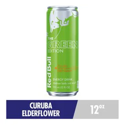 Red Bull Green Edition Energy Drink, Curuba Elderflower, 12 fl. oz. can, with with 114mg Caffeine, Taurine & B Vitamins