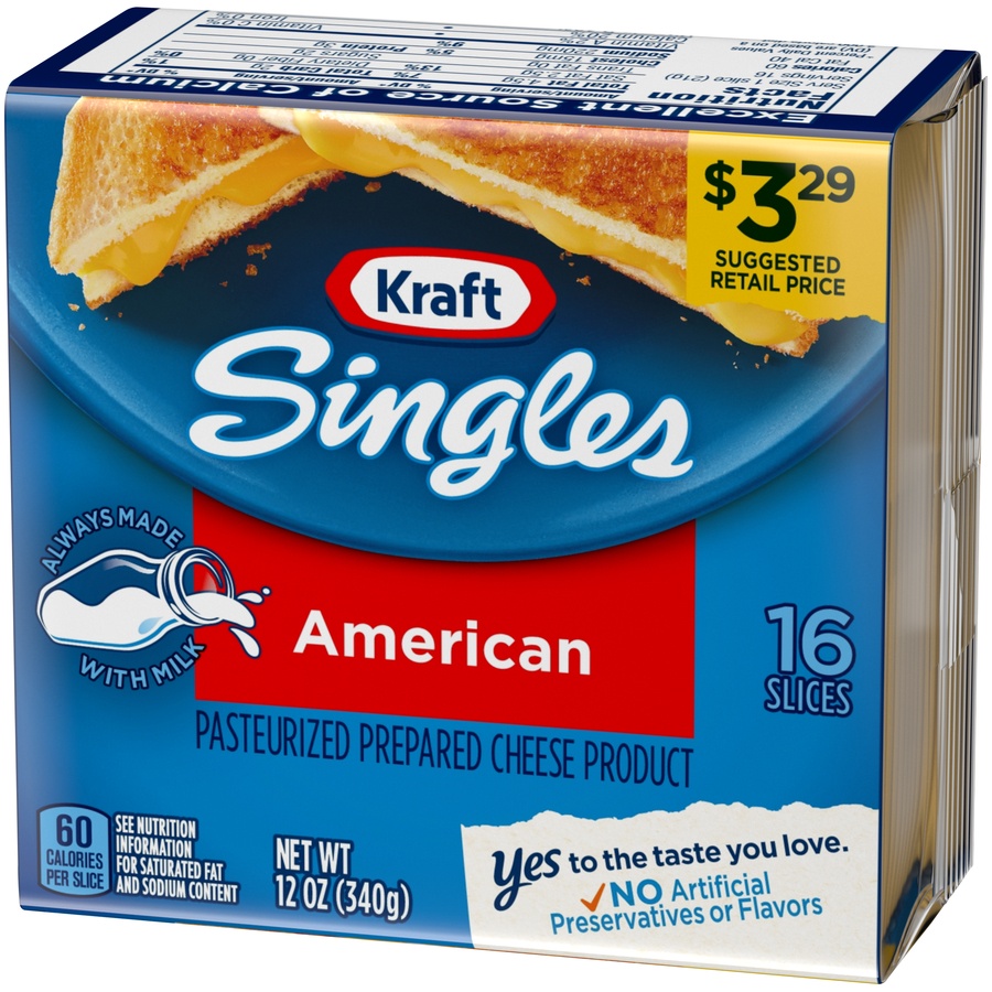 slide 3 of 8, Kraft American Cheese Singles, 12 oz