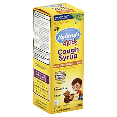 slide 1 of 1, Hyland's 4Kids Cough Syrup with Natural Honey, 4 oz