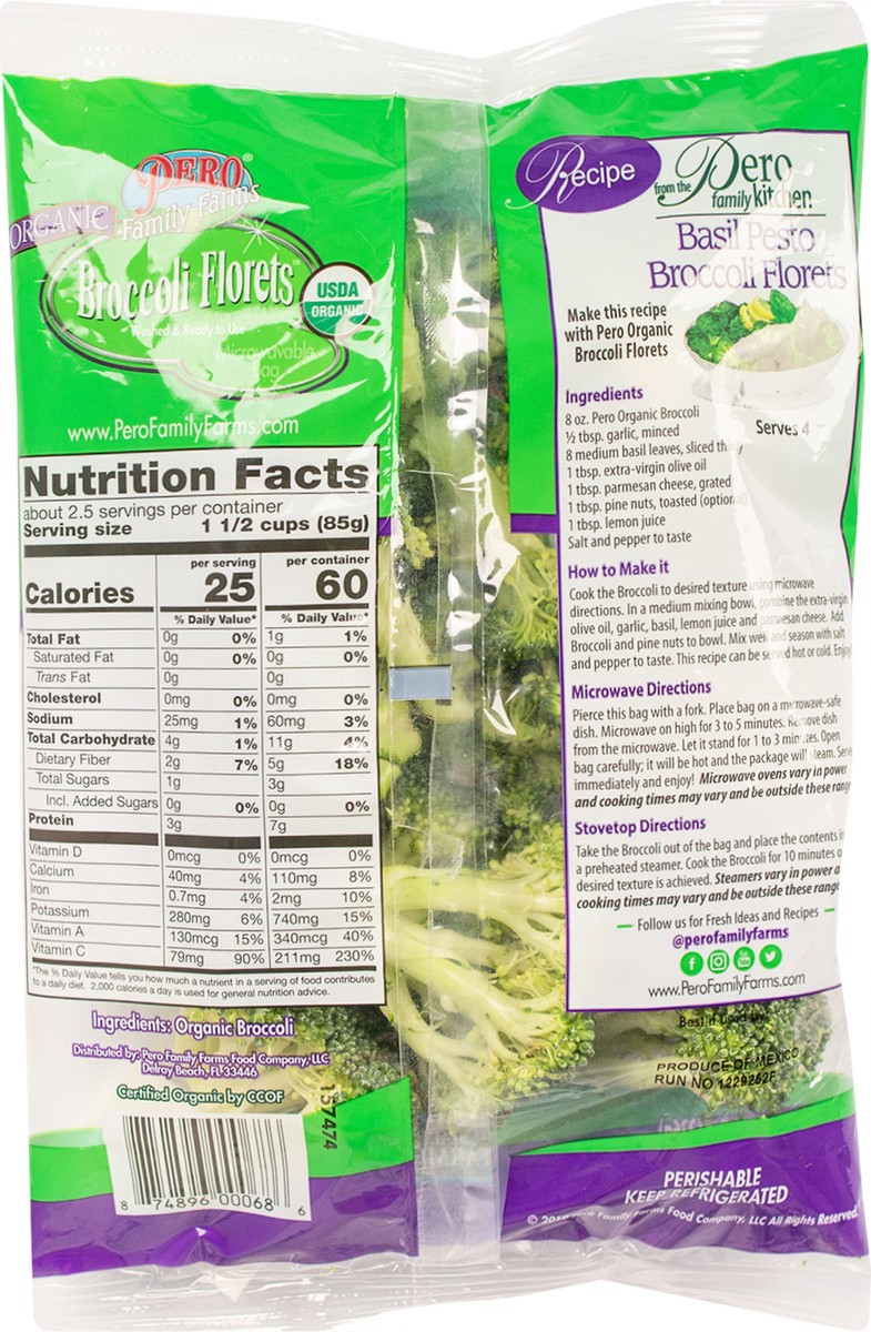 slide 7 of 13, Pero Family Farms Organic Broccoli Florets 8 oz, 8 oz