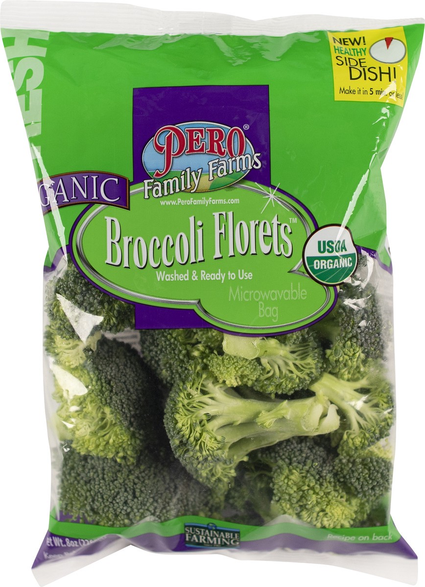 slide 1 of 13, Pero Family Farms Organic Broccoli Florets 8 oz, 8 oz