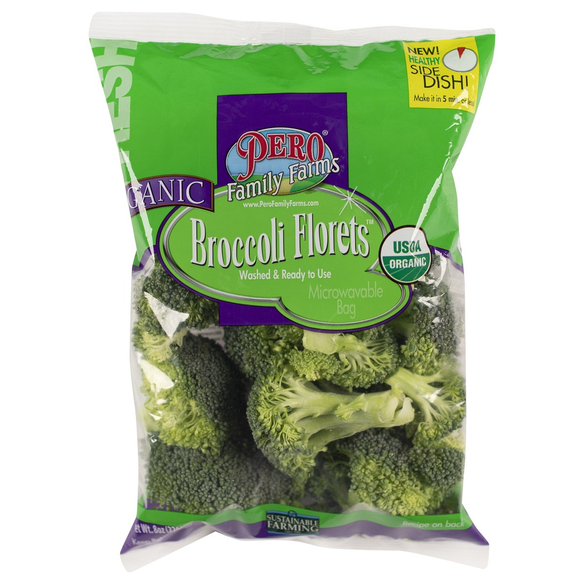 slide 1 of 13, Pero Family Farms Organic Broccoli Florets 8 oz, 8 oz