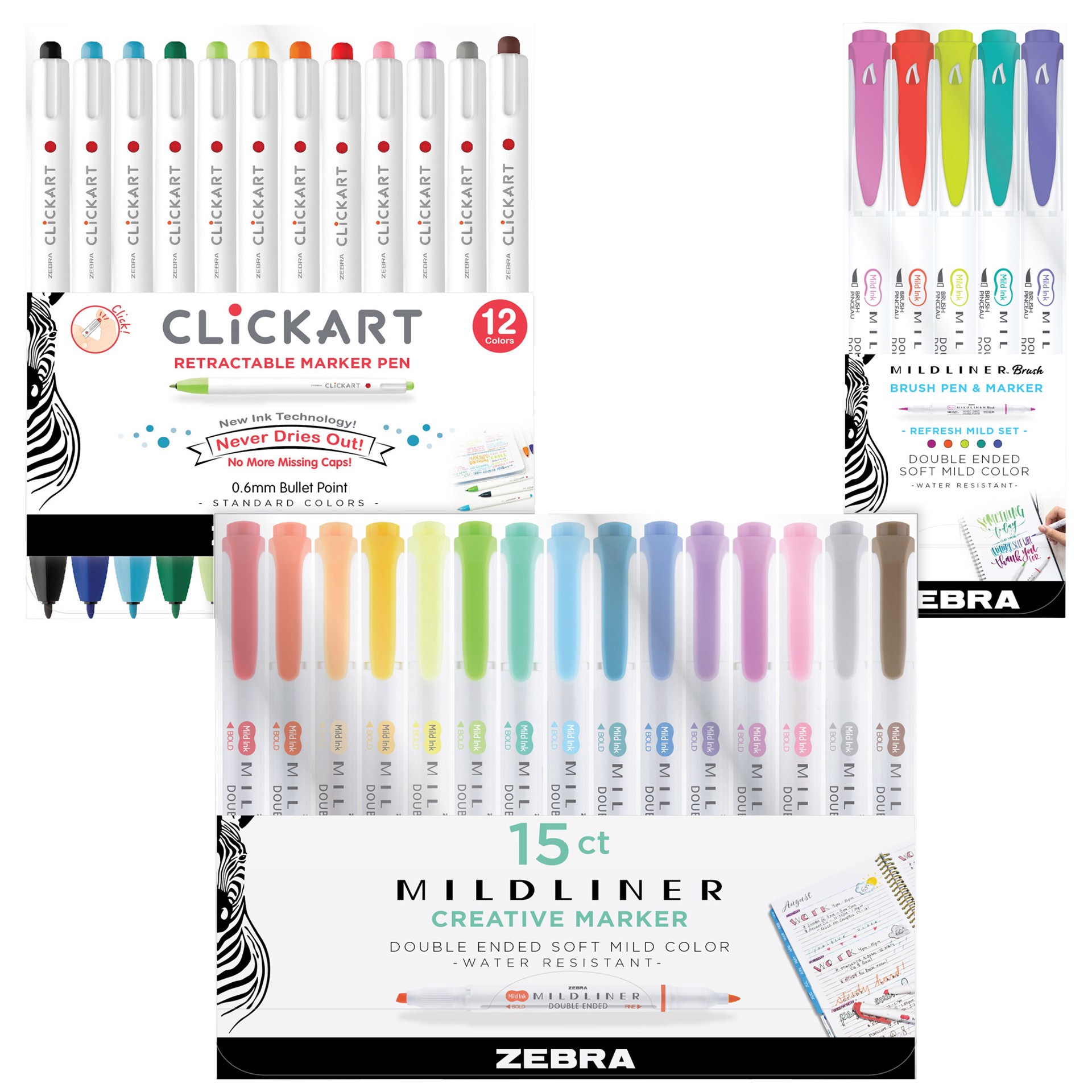 Zebra Pen Corp Zebra 32-Piece Creativity Kit with Mildliner, Brush and  Clickart Markers 1 ct