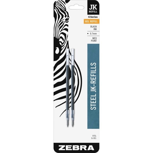 slide 1 of 3, Zebra G-301 Gel Refills, Medium Point, Black Ink, Pack Of 2, 2 ct