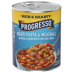 Progresso Rigati Pasta and Meatball Soup, Rich and Hearty Canned Soup, 18.5 oz