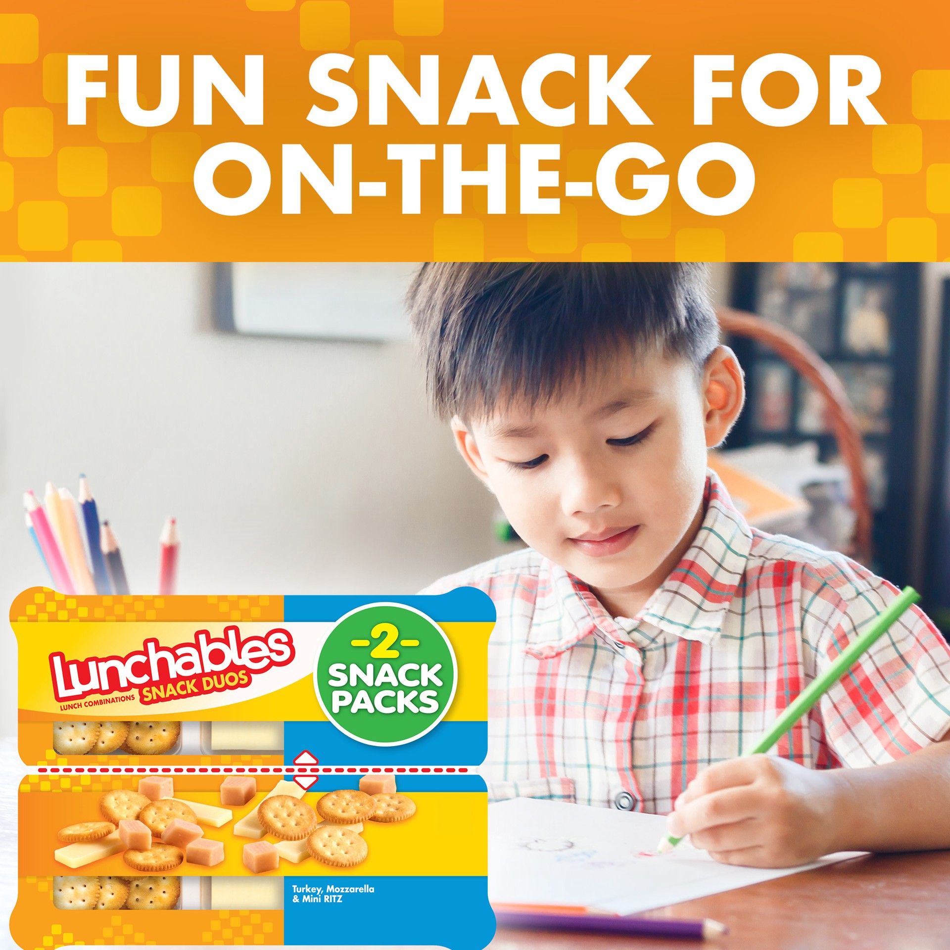 slide 4 of 5, Lunchables Snack Duos Turkey and Mozzarella Mini Cracker Stackers. 2 ct Tray, 2 ct