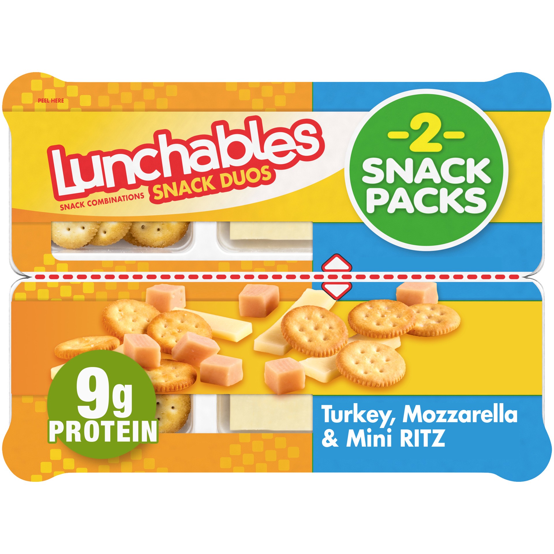 slide 1 of 5, Lunchables Snack Duos Turkey and Mozzarella Mini Cracker Stackers. 2 ct Tray, 2 ct