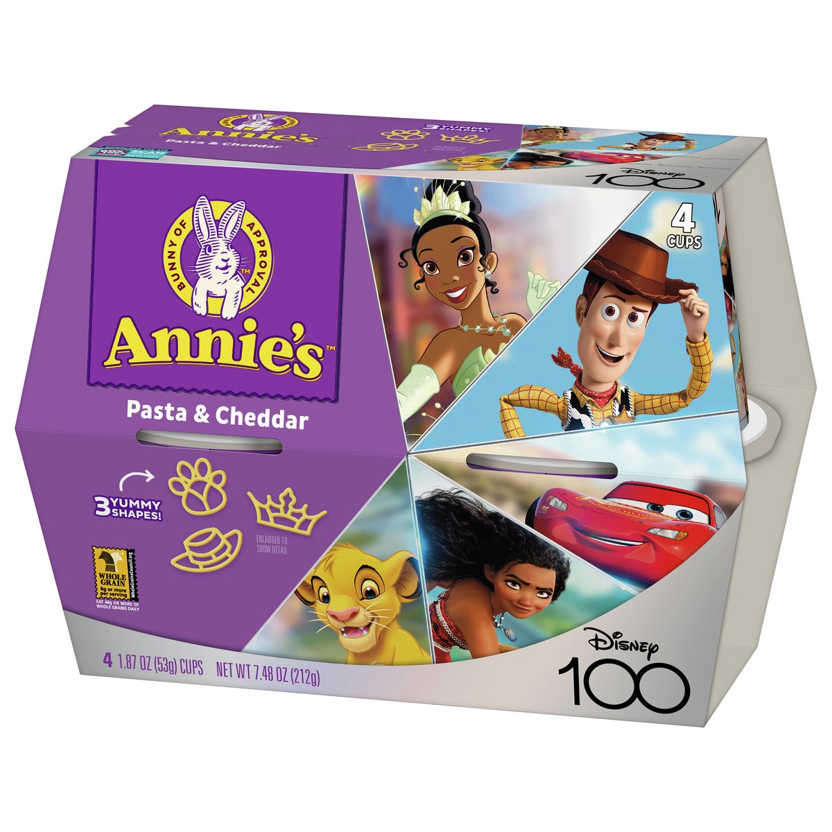 slide 2 of 9, Annie's Disney Pixar Macaroni and Cheese, Microwavable Pasta and Cheddar, 4 Cups, 7.48 oz, 4 ct