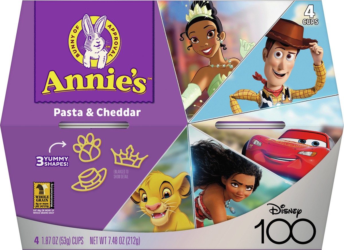 slide 5 of 9, Annie's Disney Pixar Macaroni and Cheese, Microwavable Pasta and Cheddar, 4 Cups, 7.48 oz, 4 ct