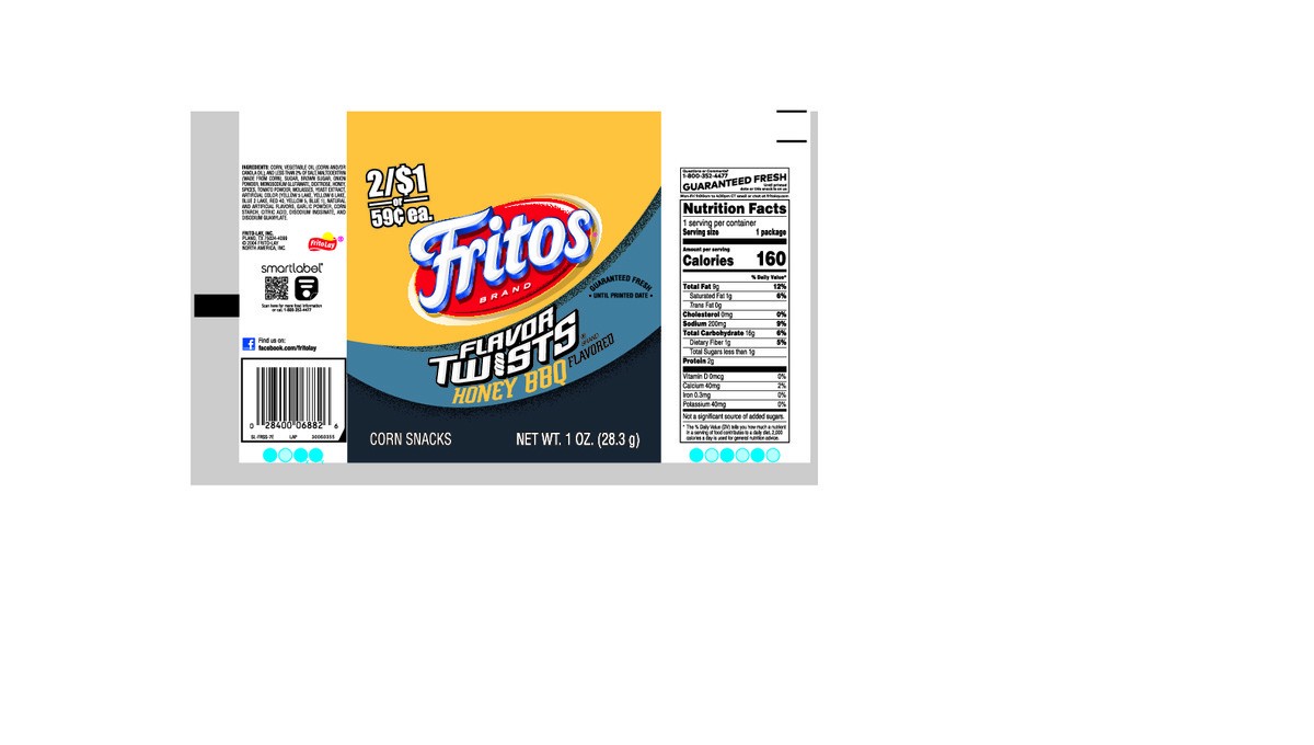 slide 2 of 8, Fritos Flavor Twists Corn Snacks Honey BBQ Flavored 1 Oz, 1 oz