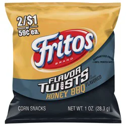 Fritos Flavor Twists Corn Snacks Honey BBQ Flavored 1 Oz