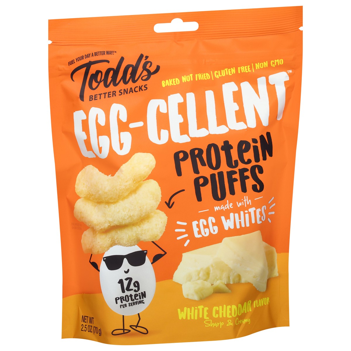 slide 7 of 14, Todd's Better Snacks Egg-Cellent White Cheddar Flavor Protein Puffs 2.5 oz, 2.5 oz