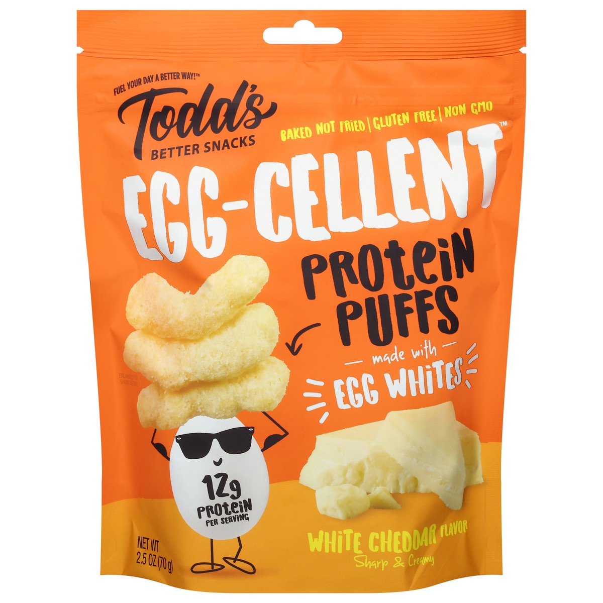 slide 12 of 14, Todd's Better Snacks Egg-Cellent White Cheddar Flavor Protein Puffs 2.5 oz, 2.5 oz