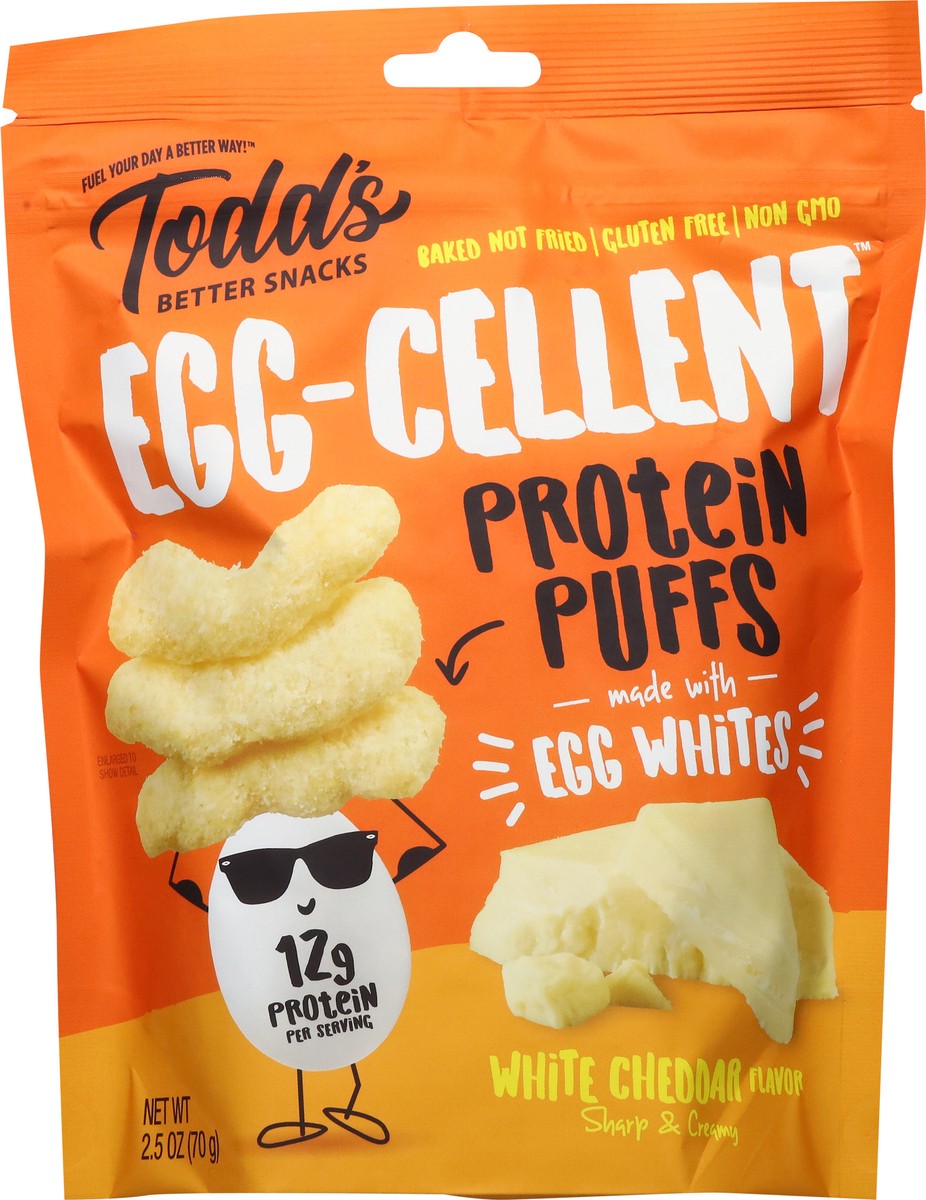 slide 14 of 14, Todd's Better Snacks Egg-Cellent White Cheddar Flavor Protein Puffs 2.5 oz, 2.5 oz