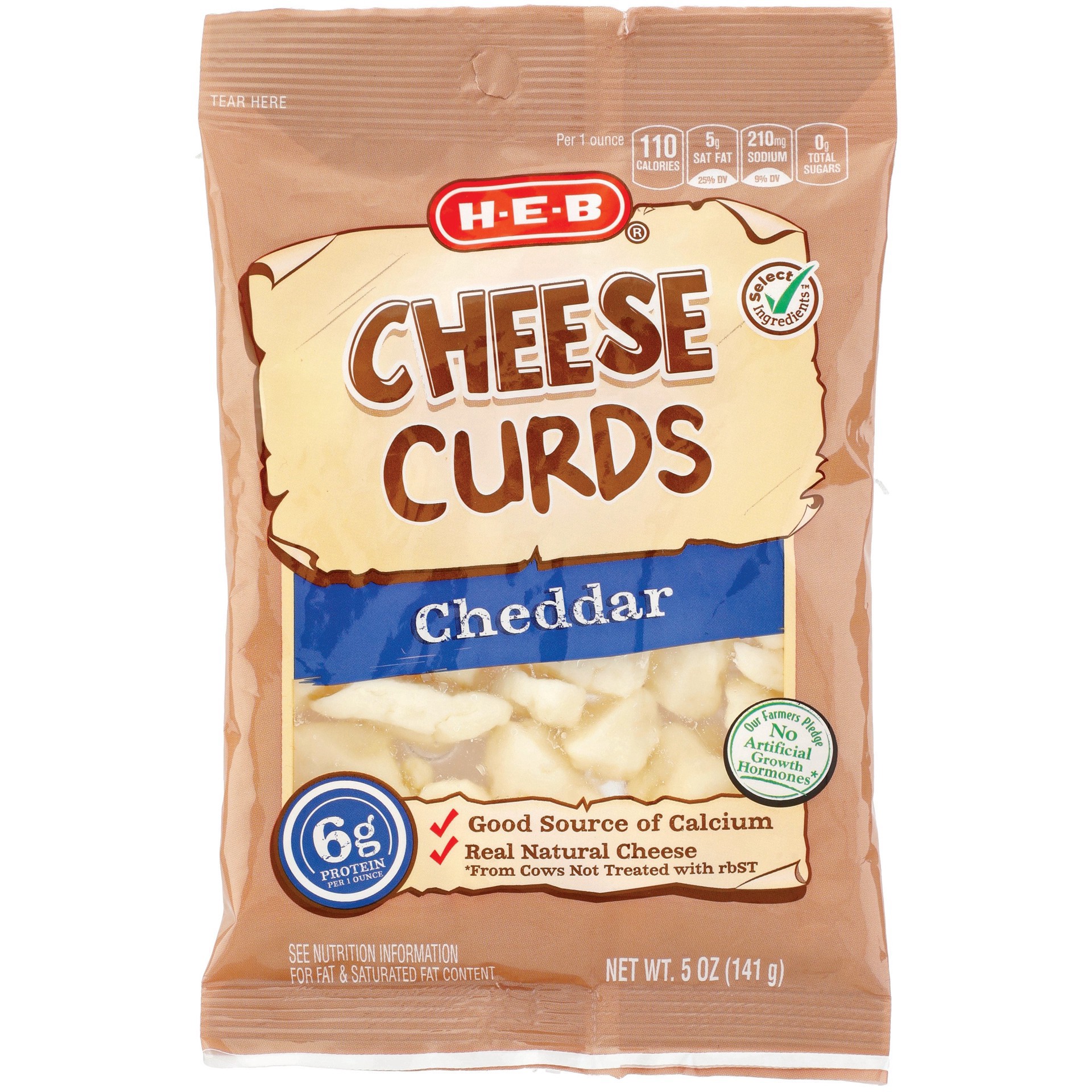 slide 1 of 1, H-E-B Cheddar Cheese Curds, 5 oz