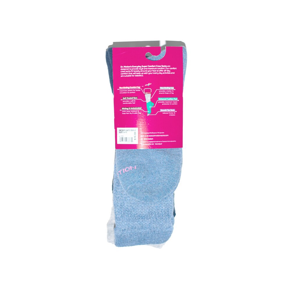 slide 3 of 3, Dr. Motion® Super Comfort Diabetic Crew Socks - Blue, 3 ct