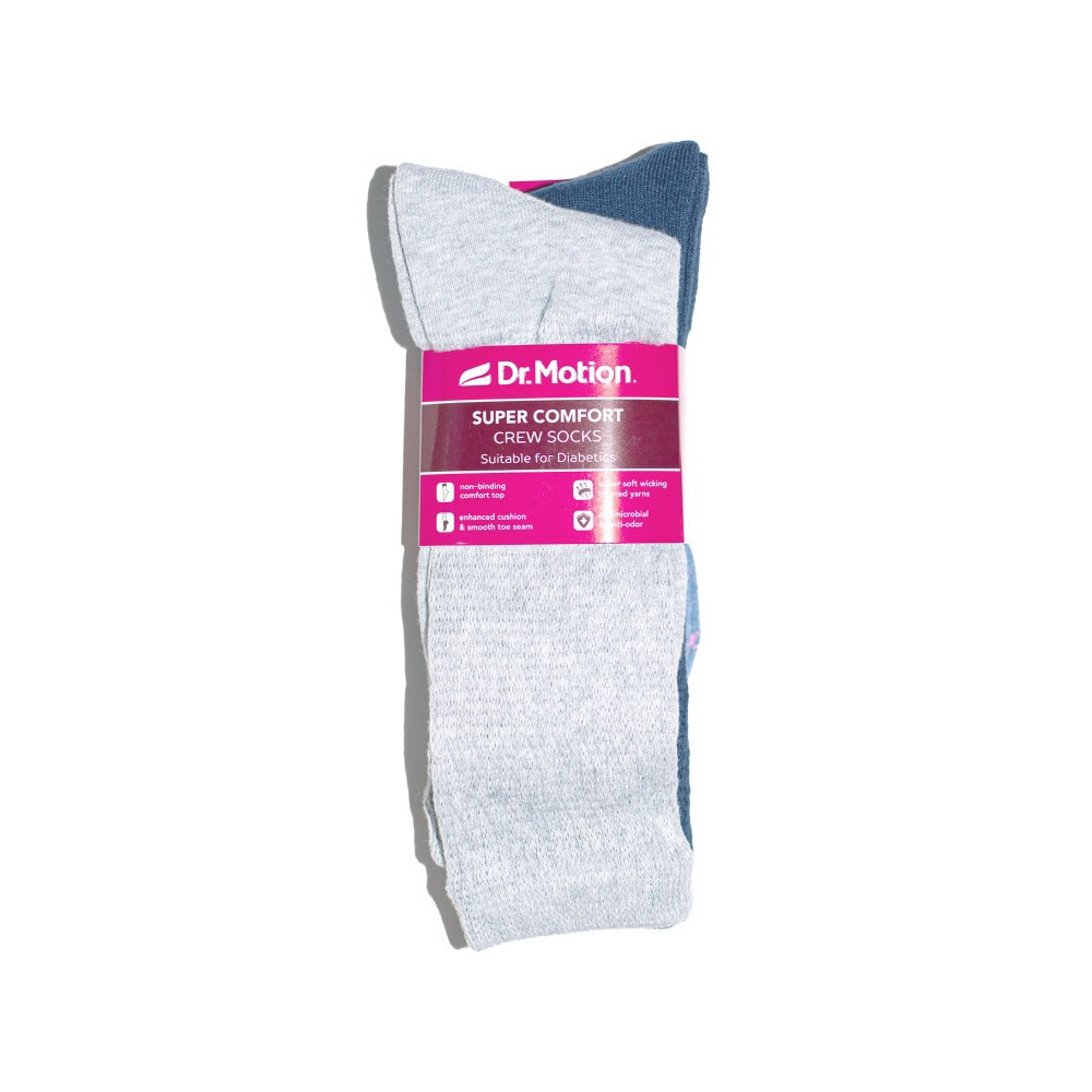 slide 1 of 3, Dr. Motion® Super Comfort Diabetic Crew Socks - Blue, 3 ct