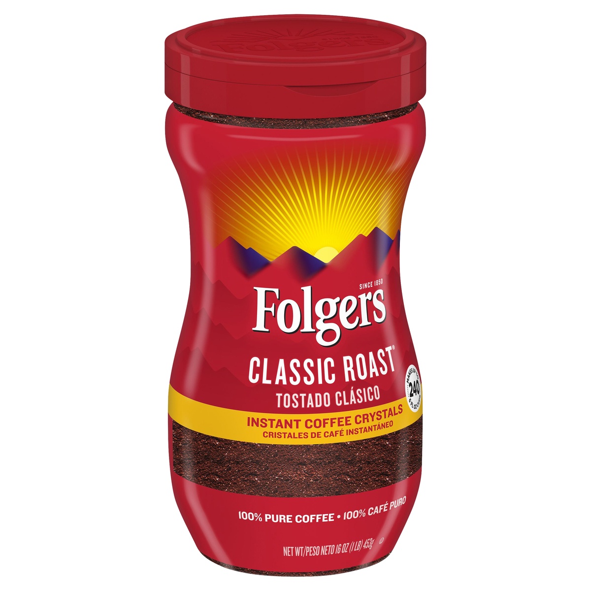 slide 2 of 8, Folgers Regular Instant Coffee, 16 oz