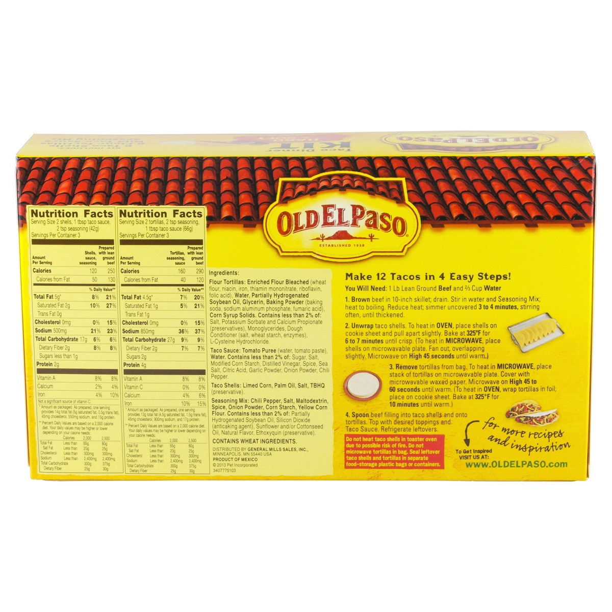 slide 4 of 6, Old El Paso Taco Dinner Kit, Hard & Soft, 11.4 oz., 11.40 oz