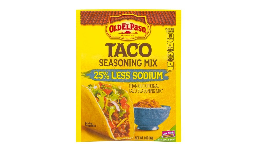 slide 2 of 3, Old El Paso Taco Seasoning, 25% Less Sodium, 1 oz., 1 oz