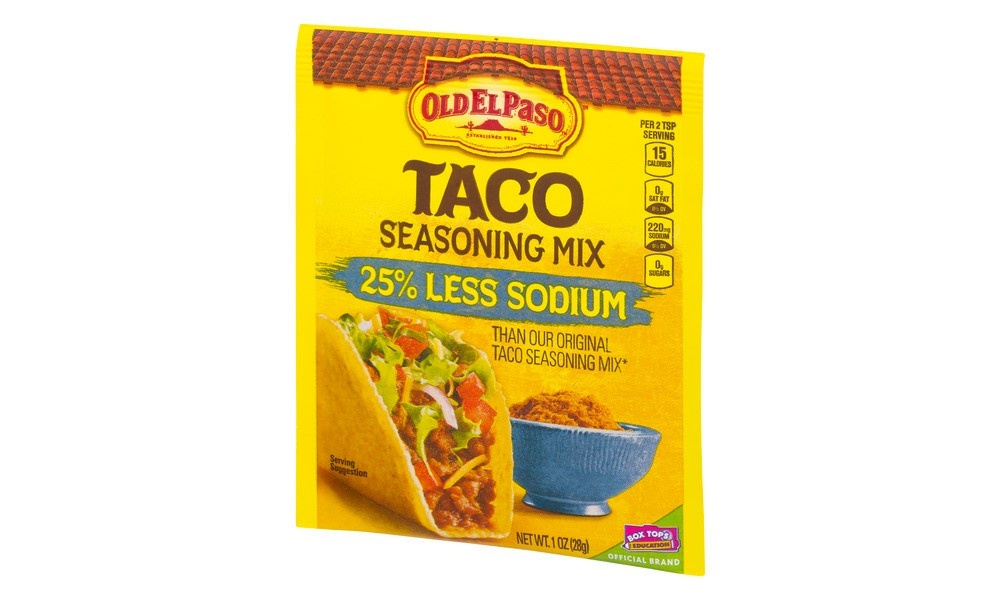 slide 3 of 3, Old El Paso Taco Seasoning, 25% Less Sodium, 1 oz., 1 oz