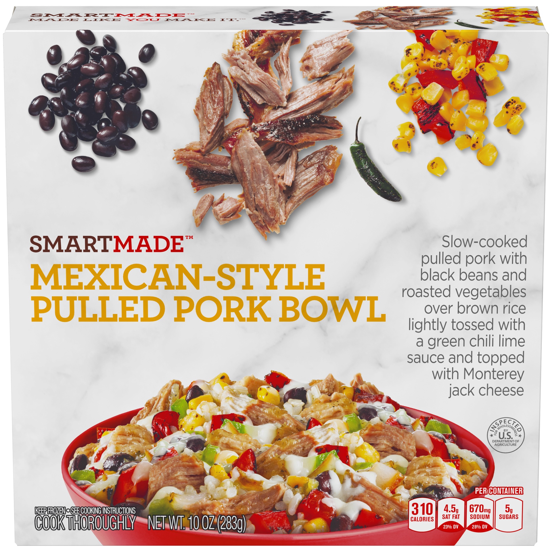 slide 1 of 6, Smart Made Mexican Style Pulled Pork Bowl, 10 oz