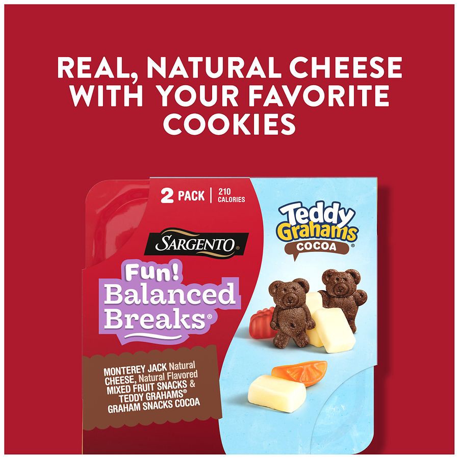 slide 2 of 5, Sargento Fun! Balanced Breaks Monterey Jack, Fruit Snacks & TEDDY GRAHAMS, 2 oz, 2 oz
