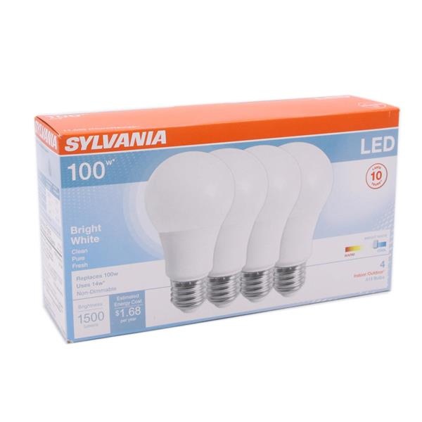 slide 1 of 1, Sylvania 100W Led Bright White, 4 ct