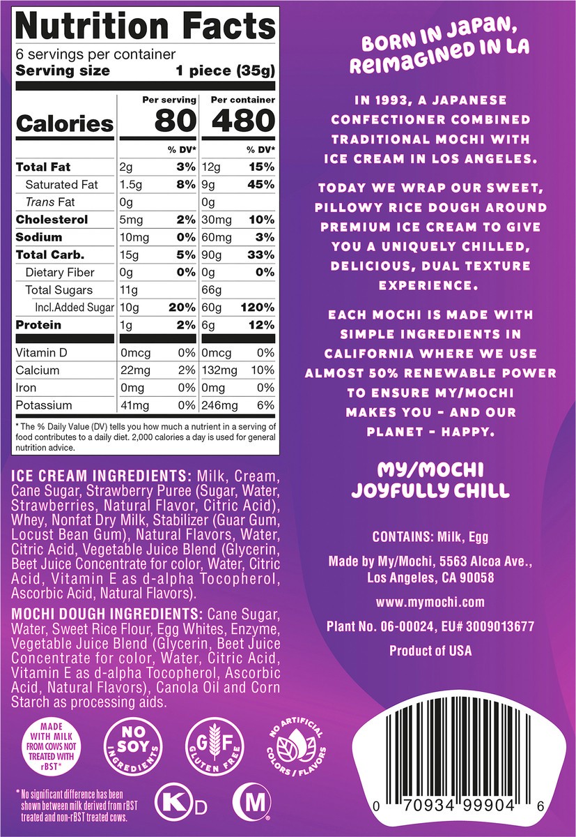 slide 3 of 14, My/Mochi Ice Cream Strawberry, 6CT, 6 ct