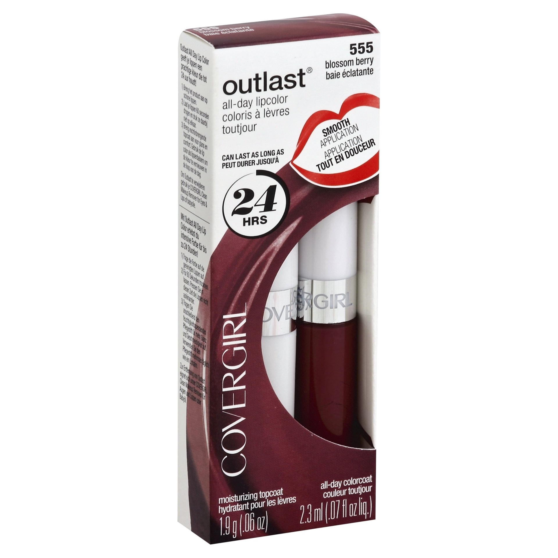 slide 1 of 7, Covergirl Outlast Longwear Lipstick - 555 Blossom Berry, 13 oz