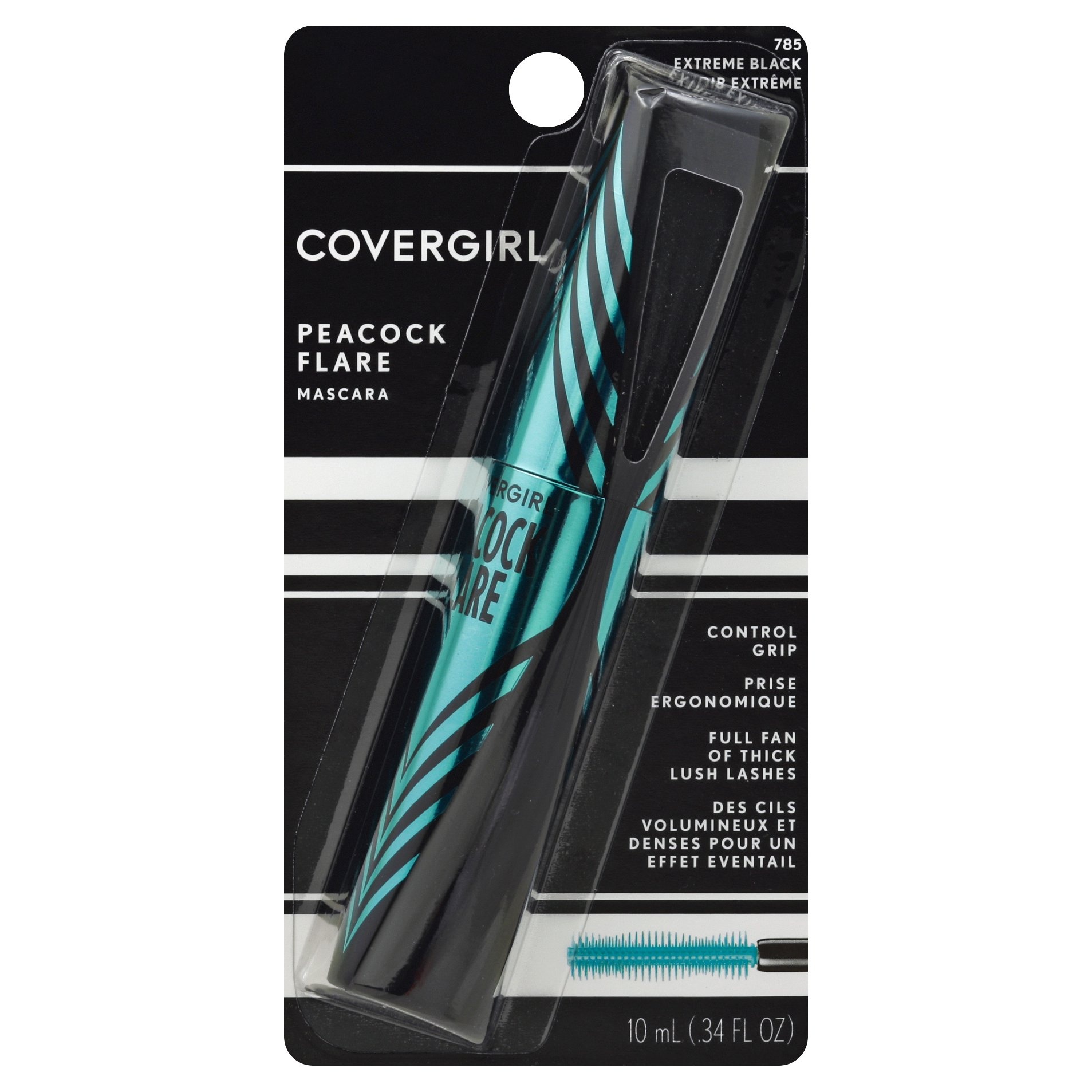 slide 1 of 6, Covergirl Peacock Flare Mascara - 785 Extreme Black, 0.3 fl oz; 9 ml