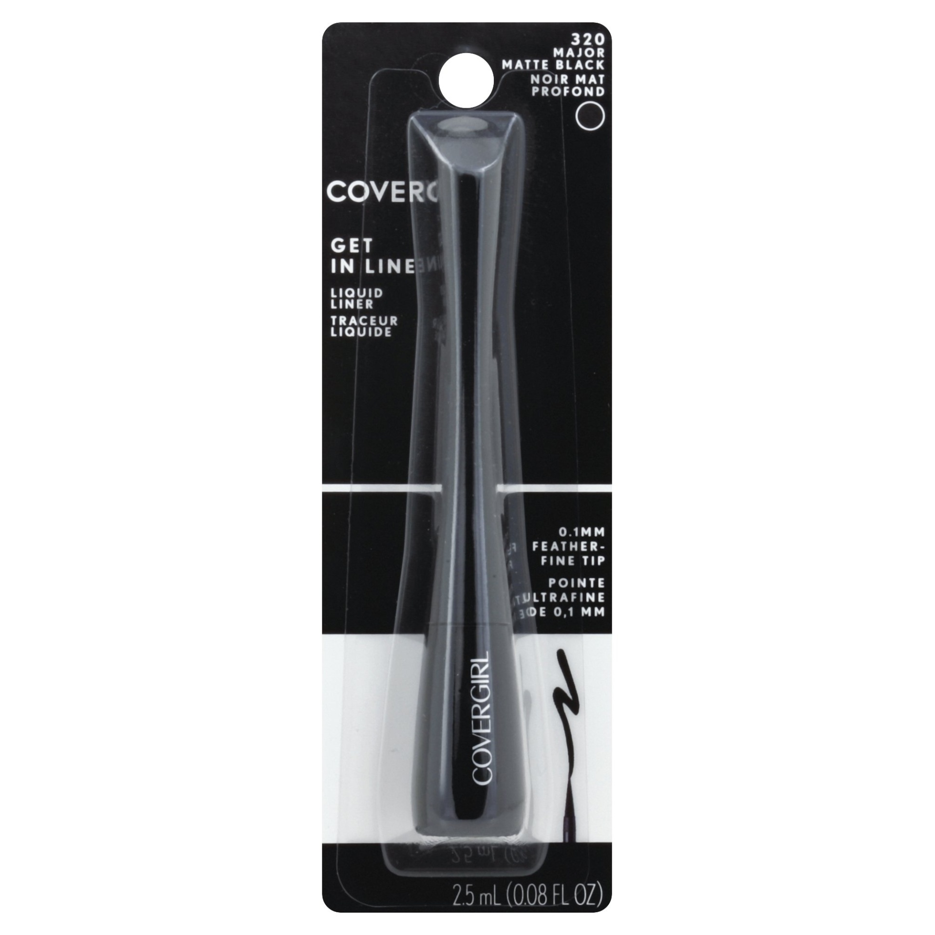 slide 1 of 7, Covergirl Get In Line Liquid Eyeliner 320 Major Matte Black, 0.08 oz