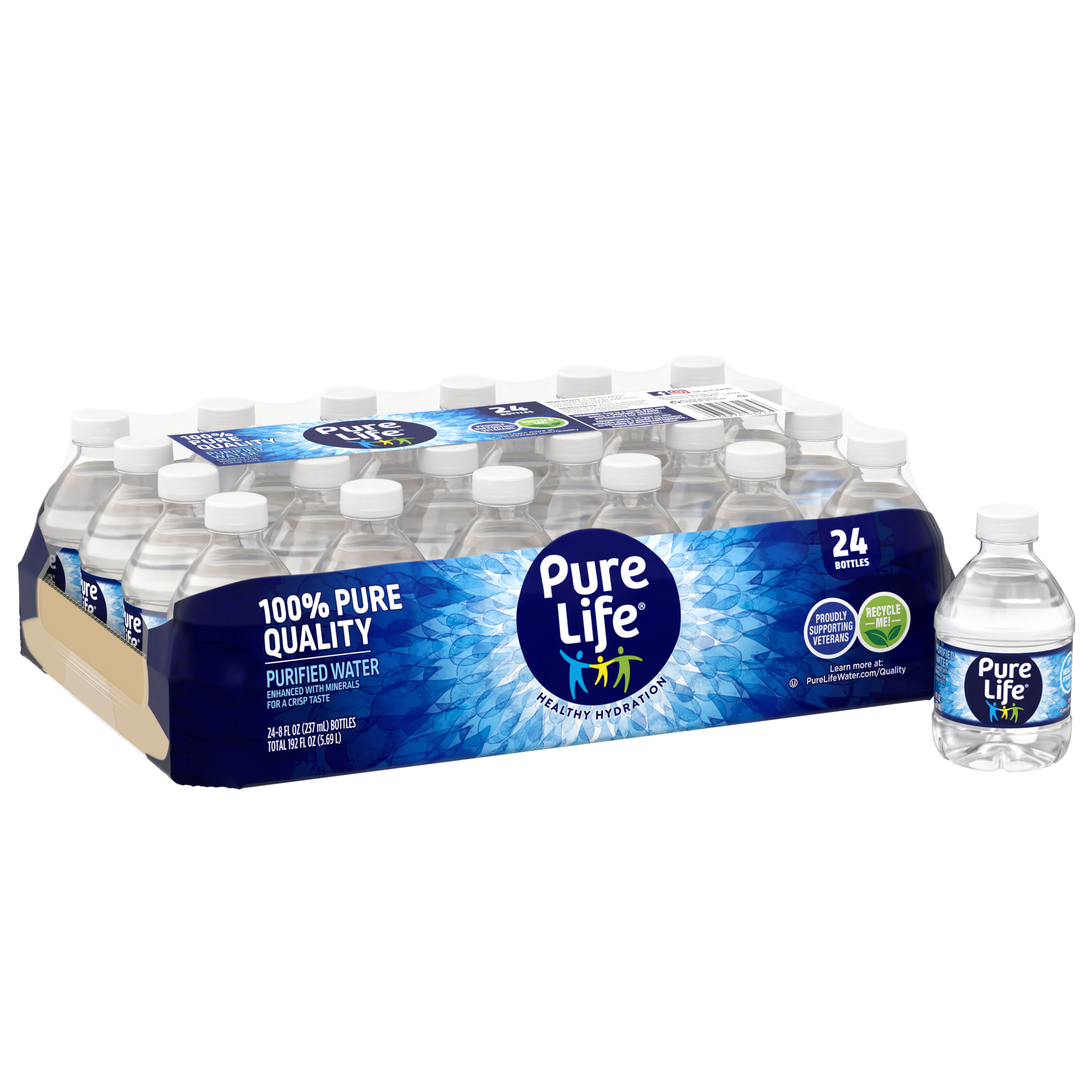 slide 5 of 5, Pure Life Purified Water, 8 Fl Oz, Plastic Bottled Water (24 Pack), 8 oz