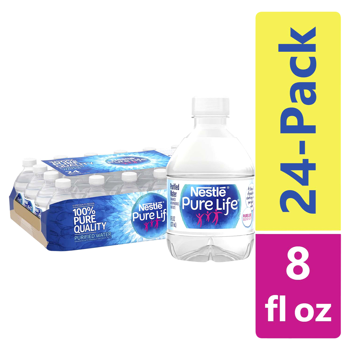 slide 1 of 5, Purified Water Nestlé Pure Life Bottles, 24 ct; 8 fl oz