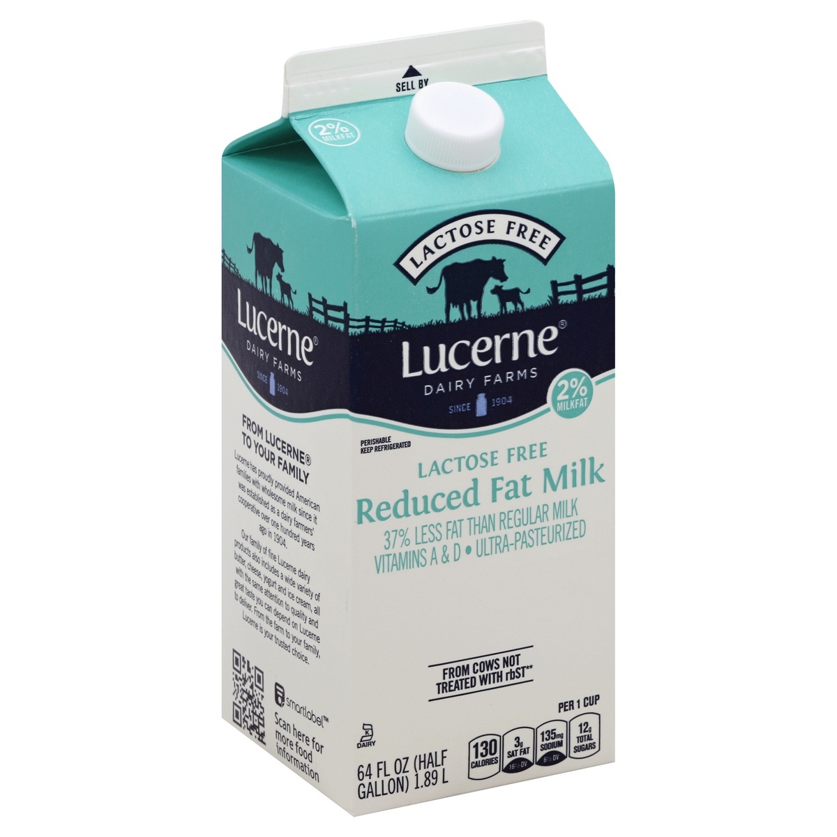slide 1 of 7, Lucerne Dairy Farms Lucerne Milk Reduced Fat Lactose Free - 64 Fl. Oz., 