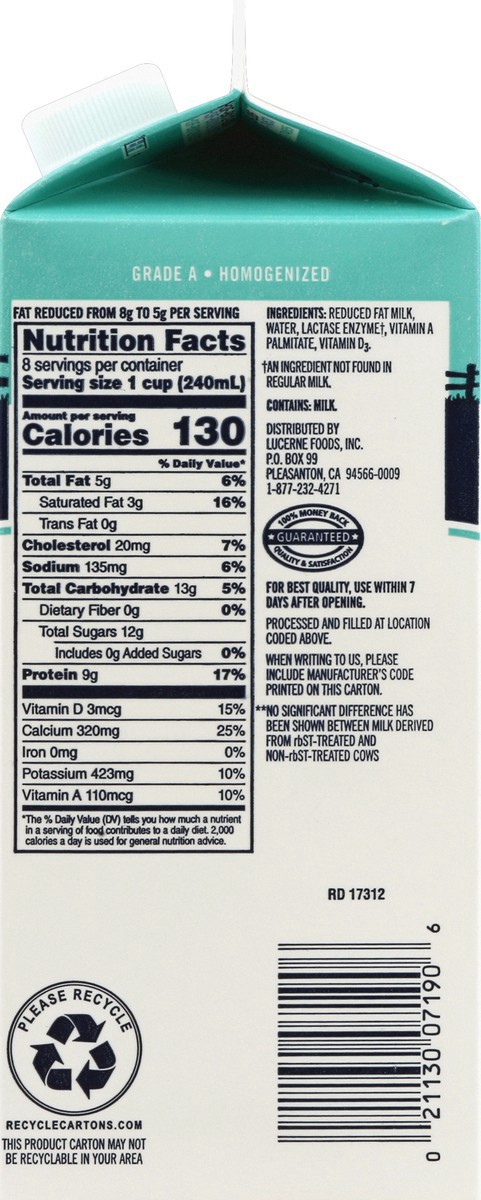 slide 5 of 7, Lucerne Dairy Farms Lucerne Milk Reduced Fat Lactose Free - 64 Fl. Oz., 64 fl oz