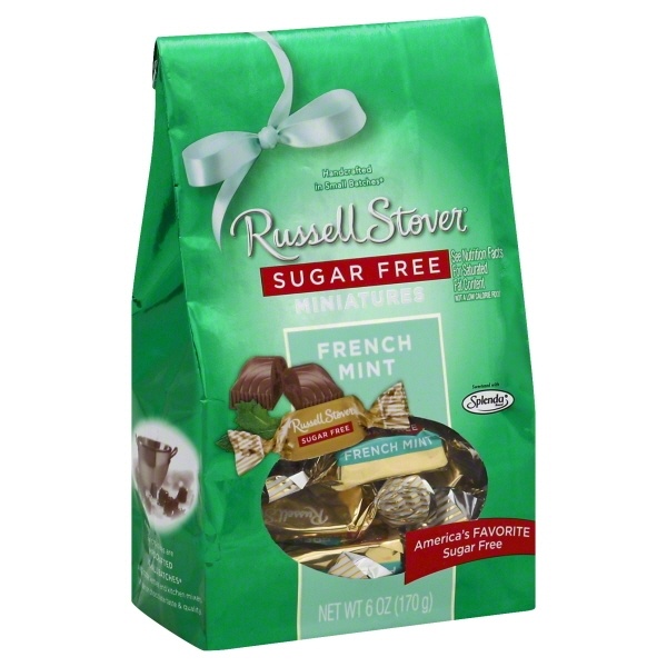 slide 1 of 1, Russell Stover Sugar-Free Chocolate Candy French Mint Miniatures, 6 oz