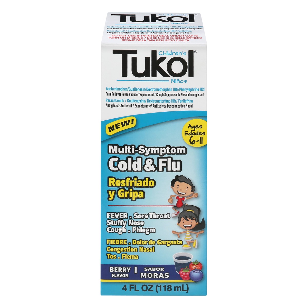 slide 1 of 12, Tukol Children's Multi-Symptom Berry Flavor Cold & Flu 4 oz, 4 oz