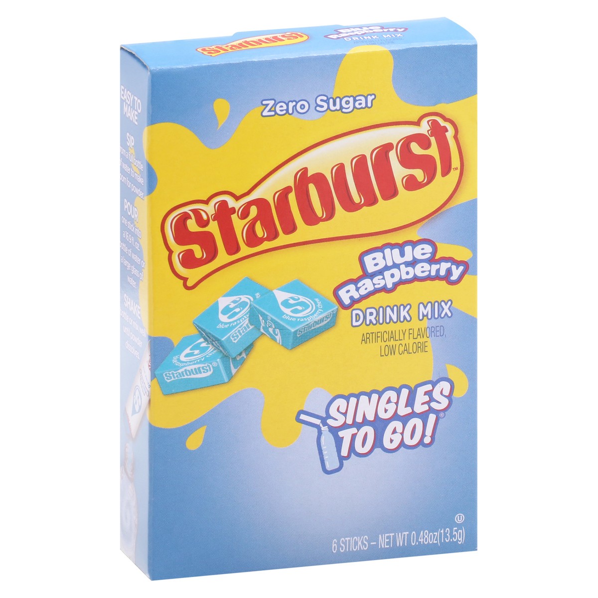 slide 2 of 9, Starburst Singles to Go! Zero Sugar Blue Raspberry Drink Mix 6 ea, 6 ct