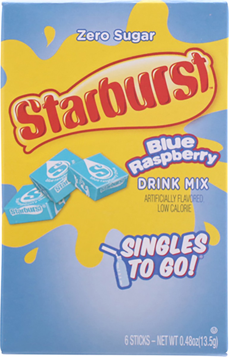 slide 6 of 9, Starburst Singles to Go! Zero Sugar Blue Raspberry Drink Mix 6 ea, 6 ct