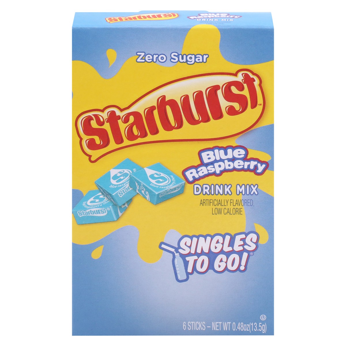 slide 1 of 9, Starburst Singles to Go! Zero Sugar Blue Raspberry Drink Mix 6 ea, 6 ct