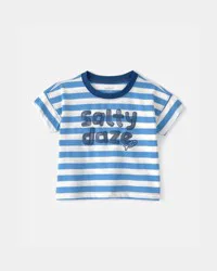 Carters Baby Boy 'salty Daze' Striped Graphic Tee - Blue/Ivory Multi 18M