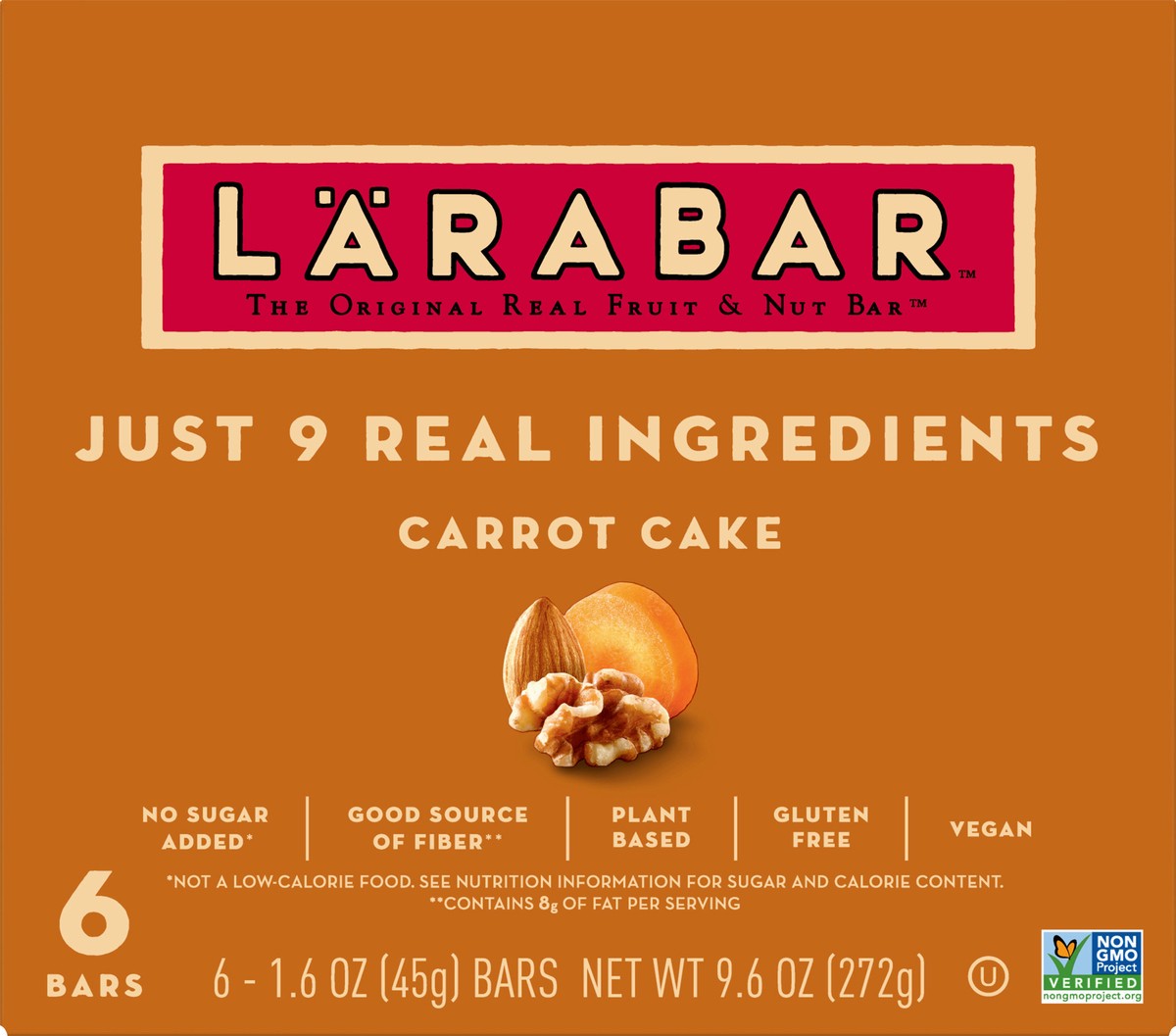 slide 6 of 9, LÄRABAR Carrot Cake, Gluten Free Vegan Fruit & Nut Bars, 6 Ct, 6 ct