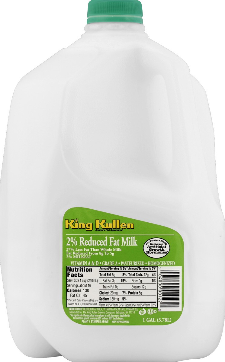 slide 1 of 8, King Kullen 2% Milk, 128 fl oz