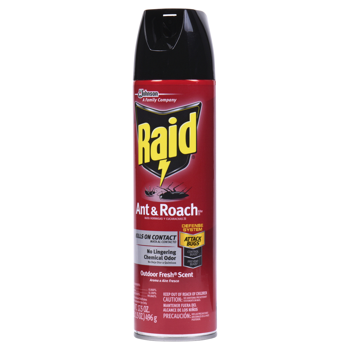 slide 2 of 6, Raid Ant & Roach 26, Aerosol Bug Spray Kills on Contact, Outdoor Fresh Scent, 17.5 oz, 17.5 oz