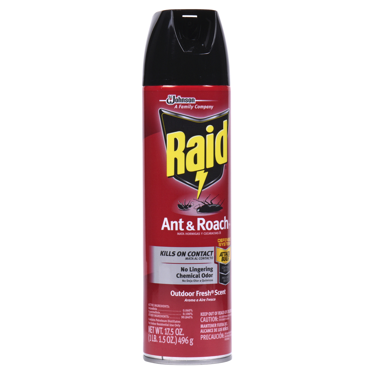 slide 3 of 6, Raid Ant & Roach 26, Aerosol Bug Spray Kills on Contact, Outdoor Fresh Scent, 17.5 oz, 17.5 oz