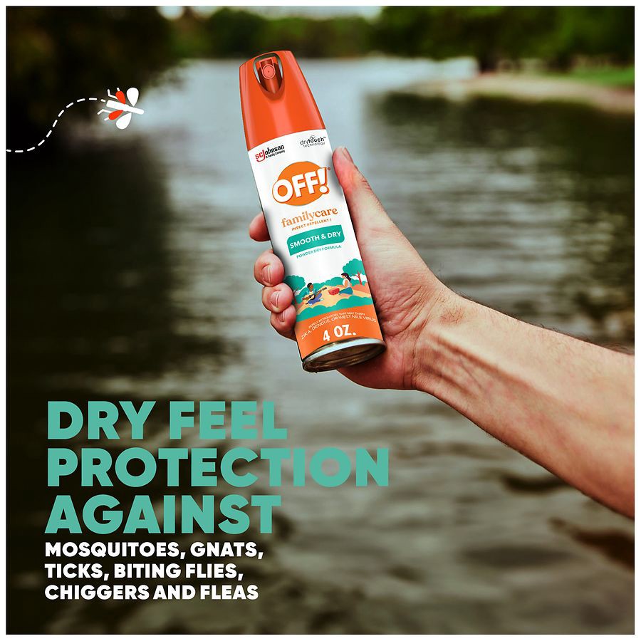 slide 3 of 5, OFF! FamilyCare Mosquito Repellent Smooth & Dry Non-Greasy Spray, 4 oz, 4 oz